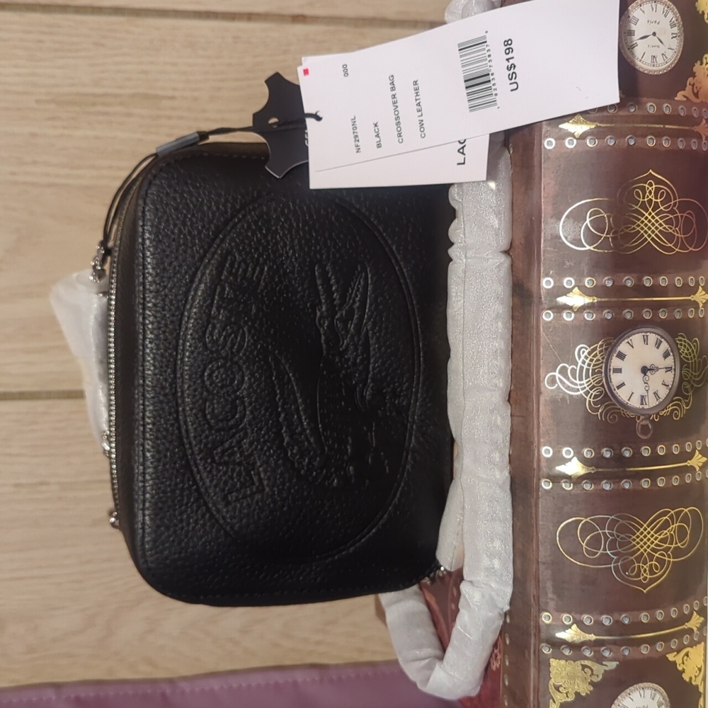 Lacoste Genuine Leather Chain Crossbody Handbag, NWT